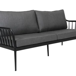 Nur Heute 3 Sitzer Gartensofa Sofa Coleville 185 cm mit Kissen Aluminium schwarz